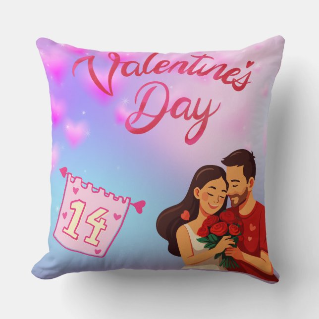 Alla hjärtans dag 14 Februari Romantiskt Par  Kudde (Framsida)