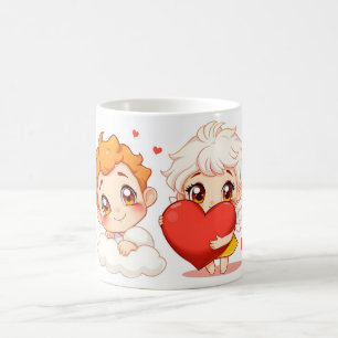 Alla hjärtans dag 2025: Cute and Playful Änglar 👼 Kaffemugg