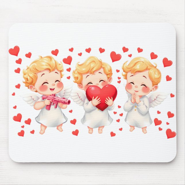 Alla hjärtans dag 2025: Cute and Playful Änglar 👼 Musmatta (Framsidan)