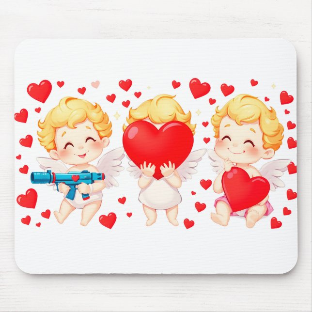 Alla hjärtans dag 2025: Cute and Playful Änglar 👼 Musmatta (Framsidan)