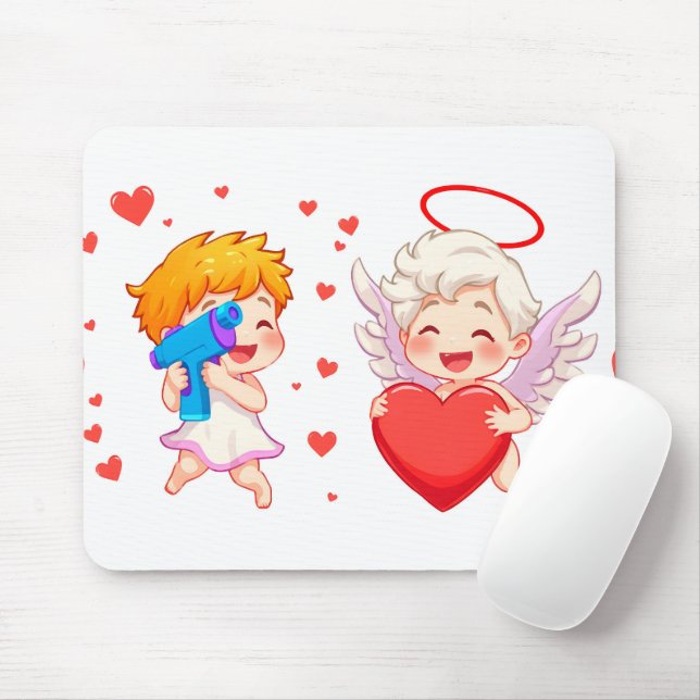 Alla hjärtans dag 2025: Cute and Playful Änglar 👼 Musmatta (Med mus)