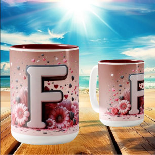 Alla hjärtans dag 3D A till Z Alphabet-kaffe Mugg