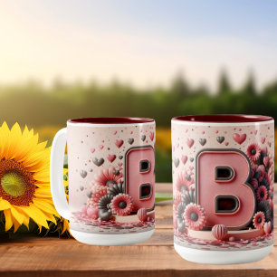 Alla hjärtans dag 3D A till Z Alphabet-kaffe Mugg