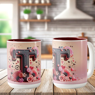 Alla hjärtans dag 3D A till Z Alphabet-kaffe Mugg