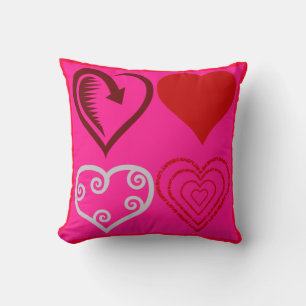 Alla hjärtans dag 4 Hearts Designer Toss Pillow Gi Kudde
