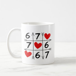 Alla hjärtans dag 67 Sex Sju Meme Kärlek 6 7 Hjärt Kaffemugg