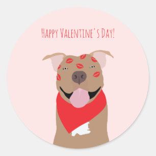 Alla hjärtans dag American Bulldog Kiss Marks Runt Klistermärke