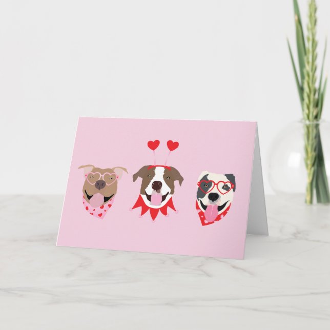 Alla hjärtans dag American Pit Bull Terriers Helgkort (Framsida)
