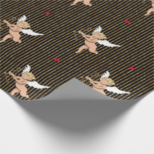 Alla hjärtans dag ängel på svarta glitterränder_la presentpapper