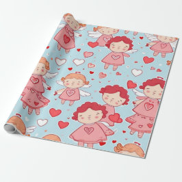 Alla hjärtans dag änglar och hjärta Wrapping Pappe Presentpapper