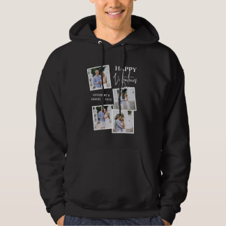 Alla hjärtans dag Anpassad 4 Foto Collage & Namn Hoodie