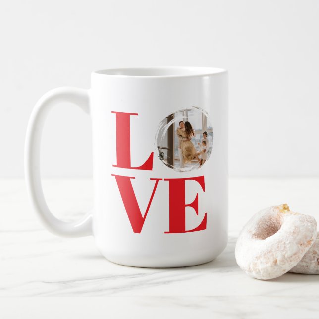 Alla hjärtans dag Anpassningsbar Fotoram LOVE Kaffemugg (Med munk)