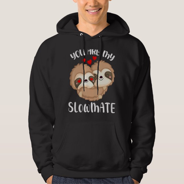 Alla hjärtans dag är du min Slowmate Heart Lazy Sl Hoodie (Framsida)