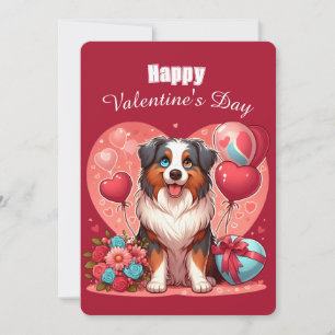 Alla hjärtans dag - Australian Shepherd 2 - Julkort