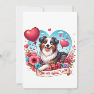 Alla hjärtans dag - Australian Shepherd 3 - Julkort