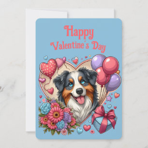 Alla hjärtans dag - Australian Shepherd 4 - Julkort