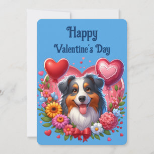 Alla hjärtans dag - Australian Shepherd 6 - Julkort