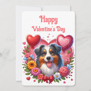 Alla hjärtans dag - Australian Shepherd 6 - Julkort