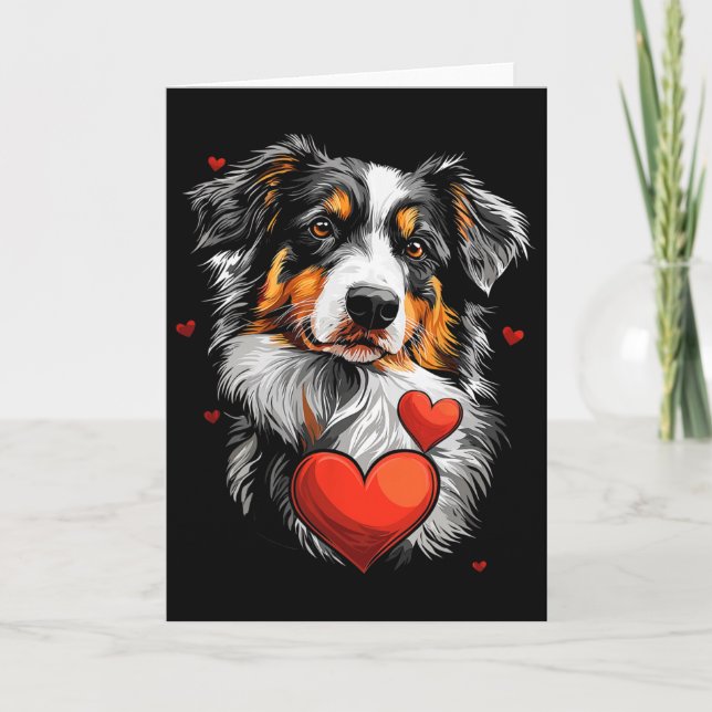 Alla hjärtans dag Australian Shepherd Hund  Kort (Framsida)