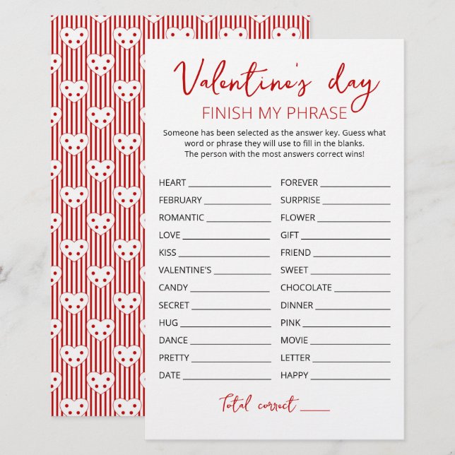 Alla hjärtans dag Avslutar min fras Redigerbart sp (Fram/baksida)