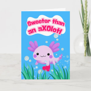 Alla hjärtans dag Axolotl med hjärta Kort