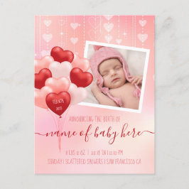 Alla hjärtans dag Baby Hjärtan Ballonger Februari Meddelande Vykort