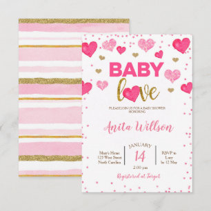 Alla hjärtans dag Baby Love Shower Inbjudningar