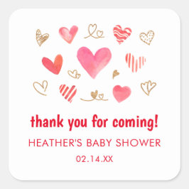 Alla hjärtans dag Baby Shower-Tack Fyrkantigt Klistermärke