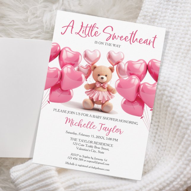 Alla hjärtans dag, barn - skugga av spöken inbjudningar (valentine's bear baby shower)