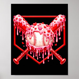 Alla hjärtans dag Baseball Pojkar Glass Dropp Hjar Poster