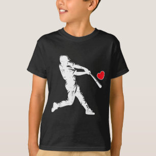 Alla hjärtans dag Baseballslagare Silhuett Hjärta  T Shirt
