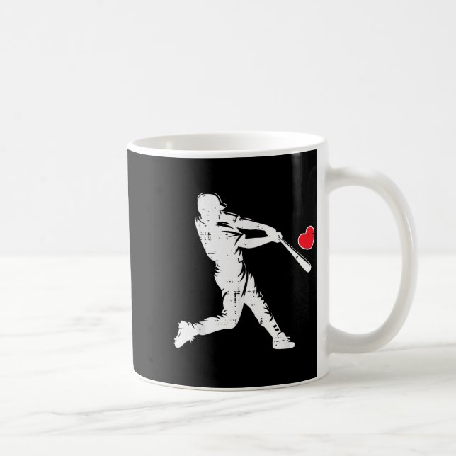 Alla hjärtans dag Baseballslagare Silhuett Hjärtat Kaffemugg (Höger)