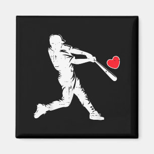 Alla hjärtans dag Baseballslagare Siluett Hjärta M Magnet