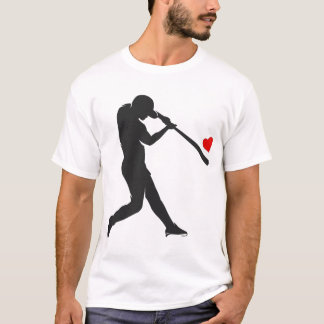 Alla hjärtans dag Baseballslagare Siluett Hjarta T Shirt