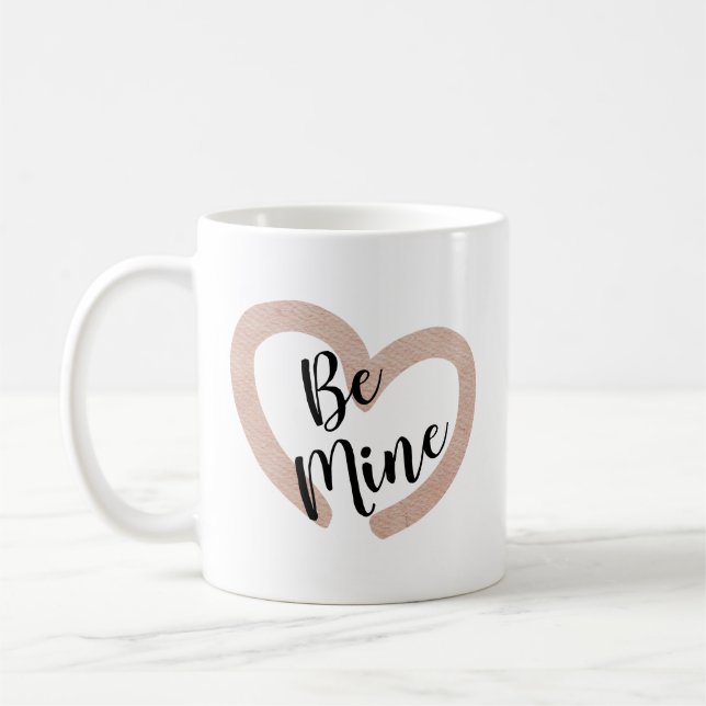 Alla hjärtans dag Be Mine Sött Rosa Hjärta Kaffemugg (Vänster)
