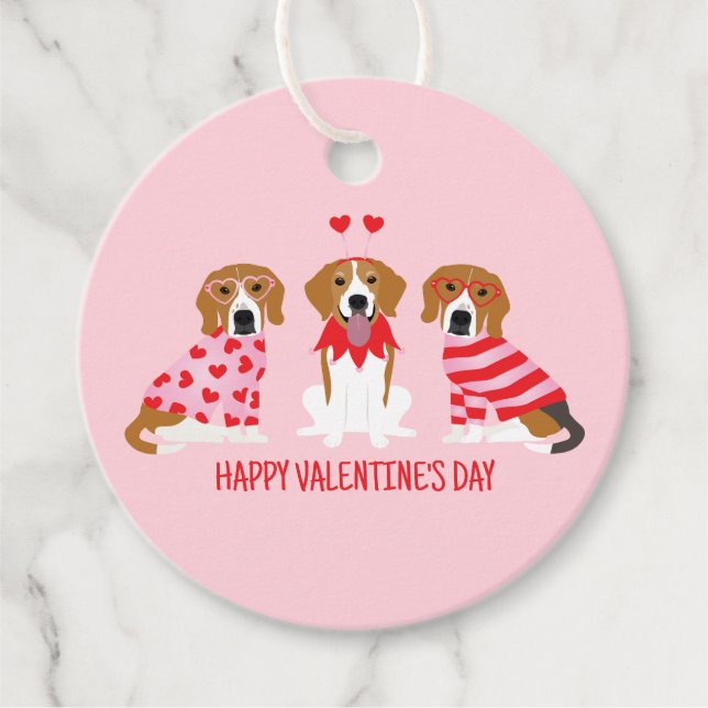 Alla hjärtans dag Beagle Hundar Gåvor Etiketter (Framsida)