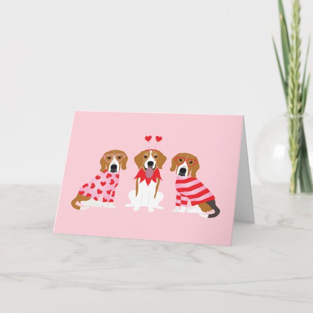Alla hjärtans dag Beagle Hundar Helgkort (Framsida)
