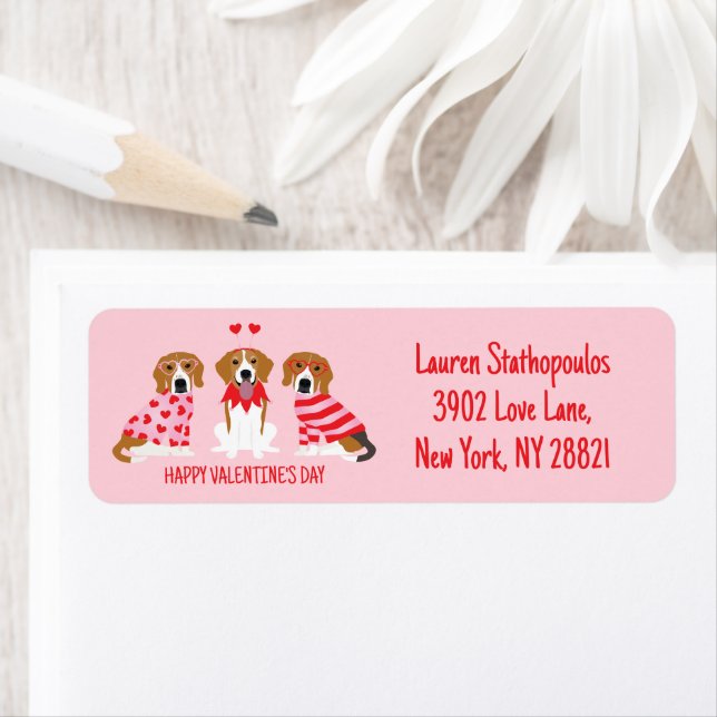 Alla hjärtans dag Beagle Hundar Returadress Etikett (Insitu)