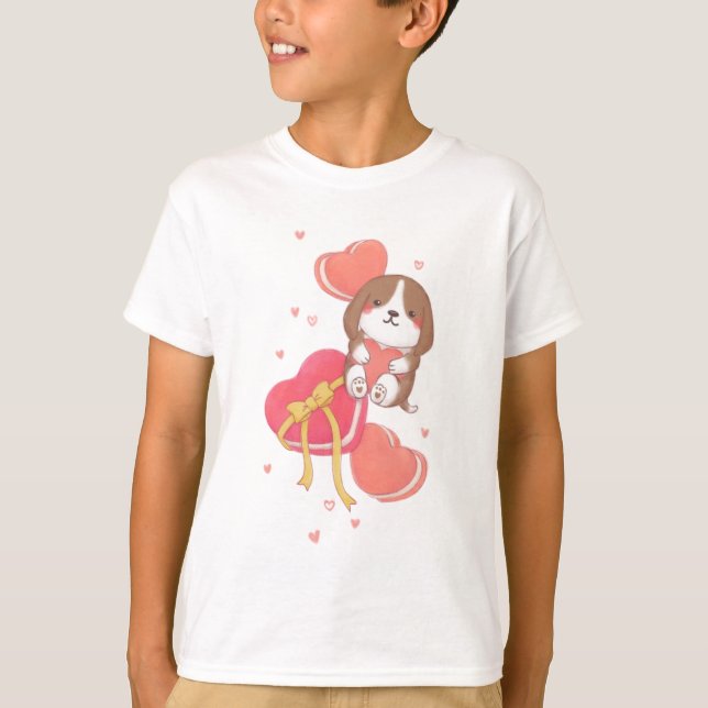 Alla hjärtans dag: Beagle & Macarons T Shirt (Framsida)