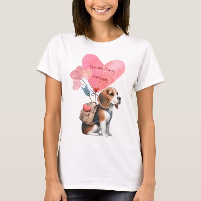 Alla hjärtans dag Beagle T-shirt (Framsida)