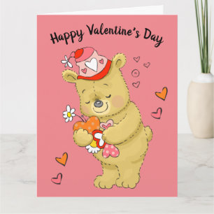 Alla hjärtans dag Bear and Heart Kort