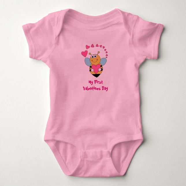 Alla hjärtans dag Bee and Hearts (Baby First) Tee Shirt (Framsida)