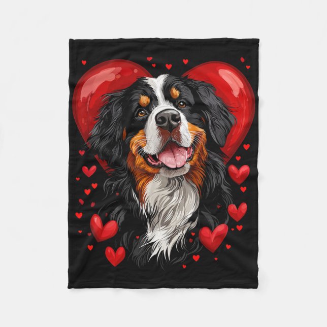 Alla hjärtans dag Berner Sennenhund  Fleecefilt (Framsidan)