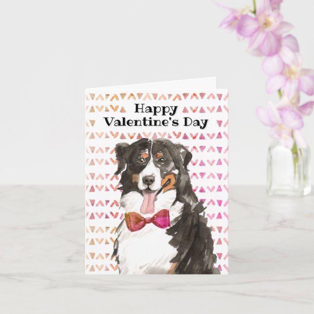 Alla hjärtans dag Bernese Mountain Hund Snuggle Kort (Orkide)