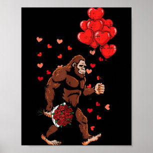 Alla hjärtans dag Bigfoot ballonger Sasquatch män  Poster