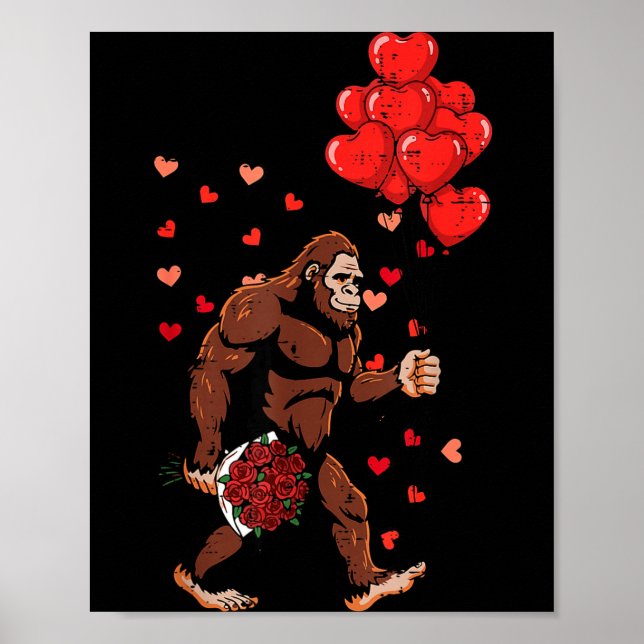 Alla hjärtans dag Bigfoot ballonger Sasquatch män  Poster (Framsidan)