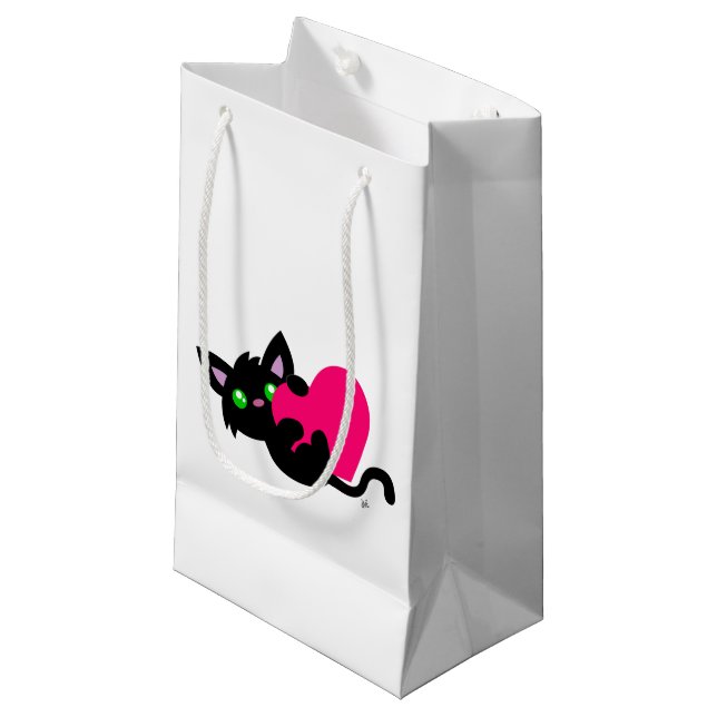 Alla hjärtans dag Black Kattunge Gift Bag (Framsidan Vinklad)