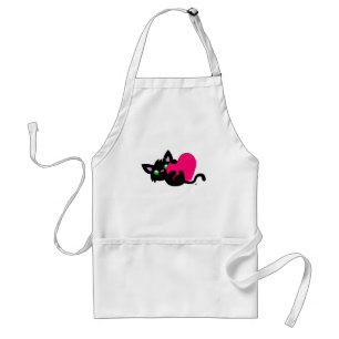 Alla hjärtans dag Black Kattunge White Apron Förkläde