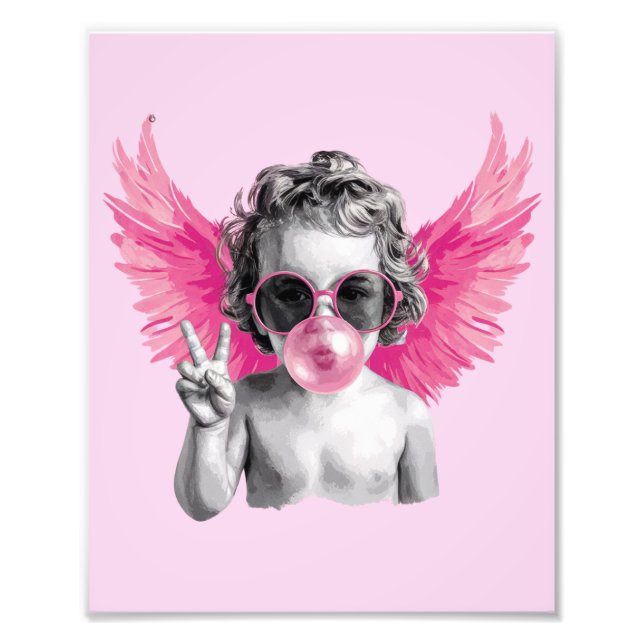 Alla hjärtans dag Blåser Bubbla Cupid  Fototryck (Framsidan)