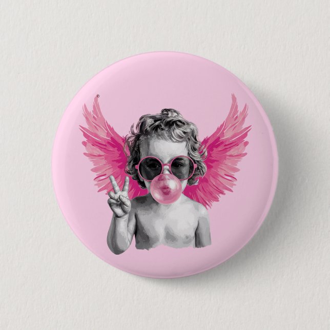 Alla hjärtans dag Blåser Bubbla Cupid  Knapp (Framsida)